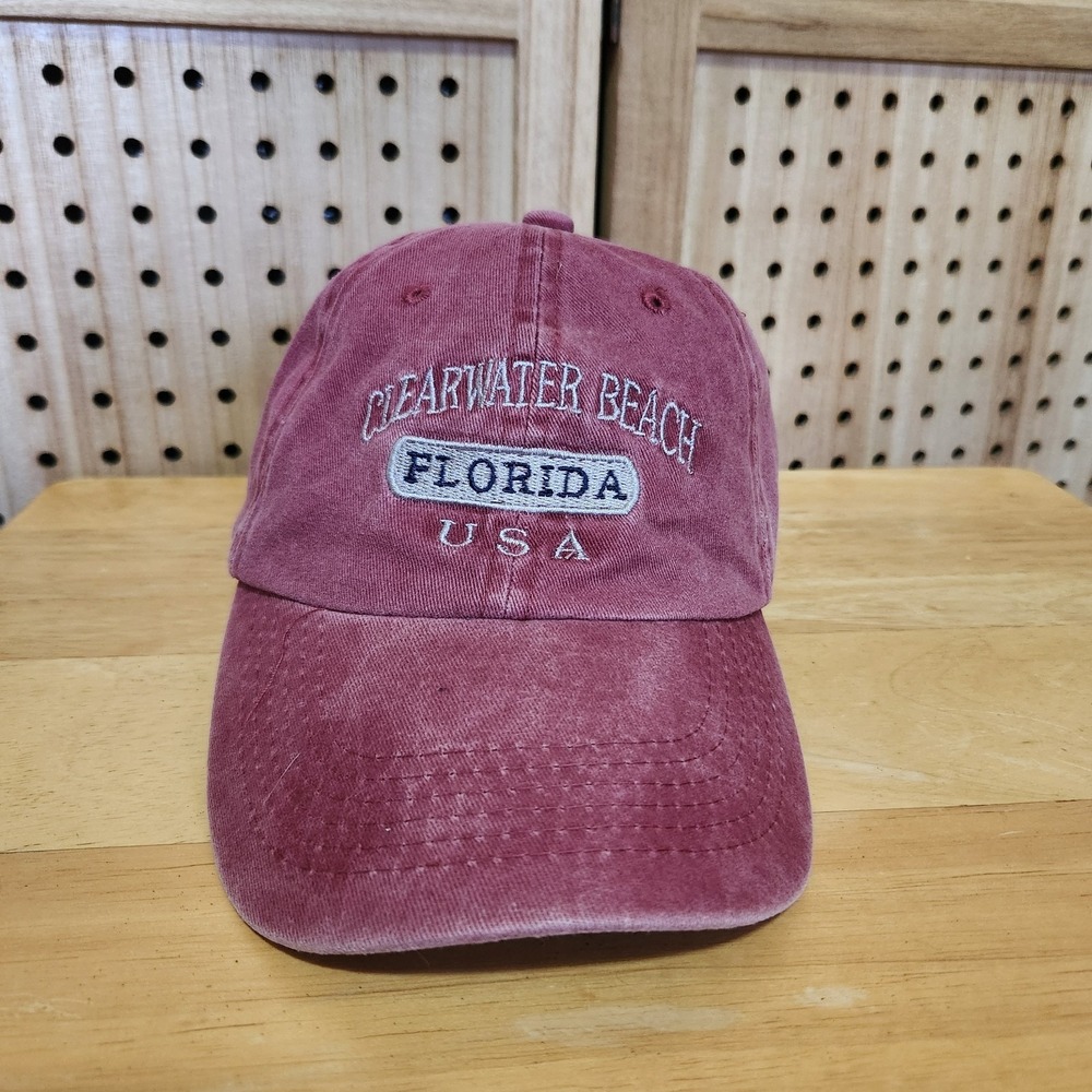 Clearwater Beach Florida‎ USA Baseball Hat Cap Faded Red Strapback Adjustable